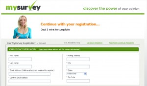 MySurvey registration form