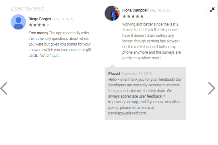 Reviews of the Panel App in the Google Play app store